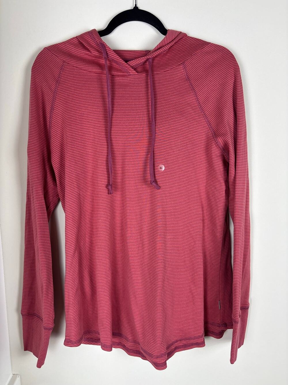 Eddie Bauer Women’s XL Hoodie Pink Purple Stripe 100% Cotton Long Sleeve NWOT